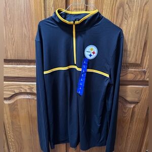 Men’s‎ Large Pittsburg Steelers Black and Yellow Quarter-Zip Pullover NEW